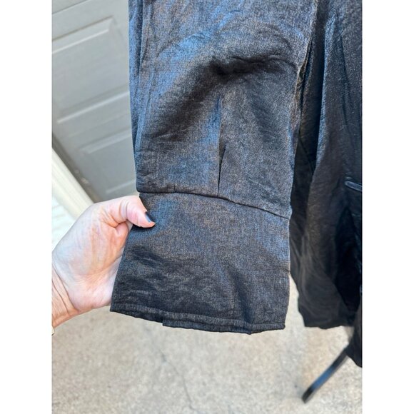 Urban Mango Black Shimmer Button-Up Jacket Tunic Evening Formal Lagenlook Artsy - Picture 8 of 11